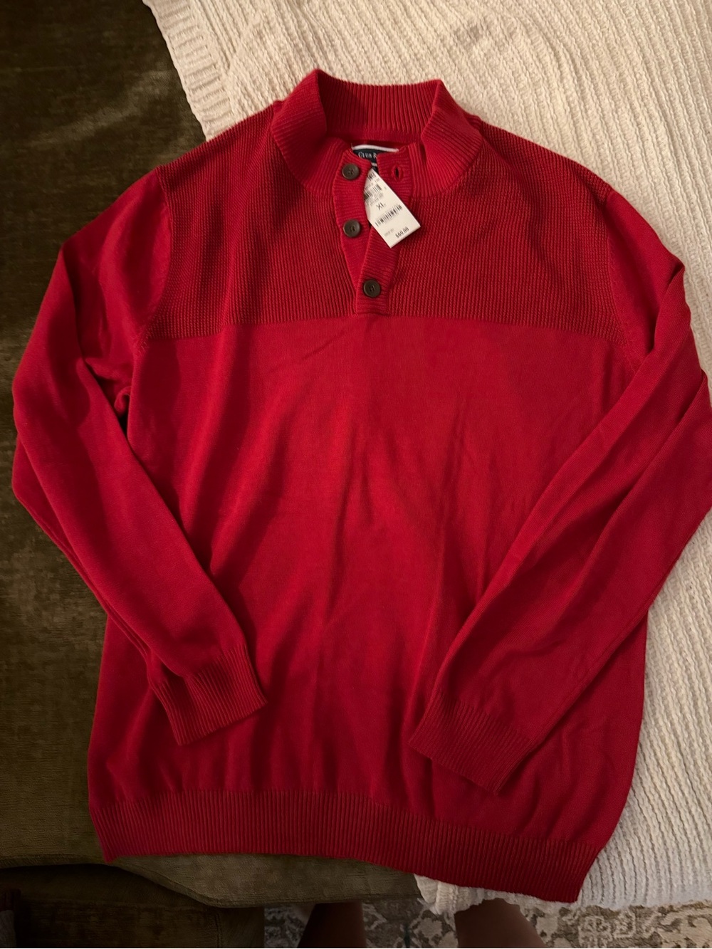 Club Room Men's Red Zip-Front Knit Pullover